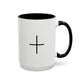 Minimalist Black Cross Accent Coffee Mug — 11/15oz