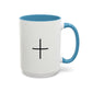 Minimalist Black Cross Accent Coffee Mug — 11/15oz
