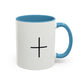 Minimalist Black Cross Accent Coffee Mug — 11/15oz