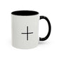 Minimalist Black Cross Accent Coffee Mug — 11/15oz