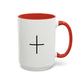 Minimalist Black Cross Accent Coffee Mug — 11/15oz