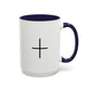 Minimalist Black Cross Accent Coffee Mug — 11/15oz
