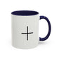 Minimalist Black Cross Accent Coffee Mug — 11/15oz